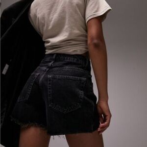 Top Shop Denim A Line mom short in washed black